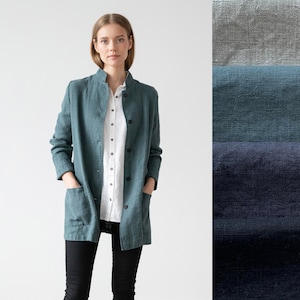 Heavy Linen Jacket Paolo in 4 Colors. Washed and super soft linen jacket with pockets and buttons. European flax certified linen