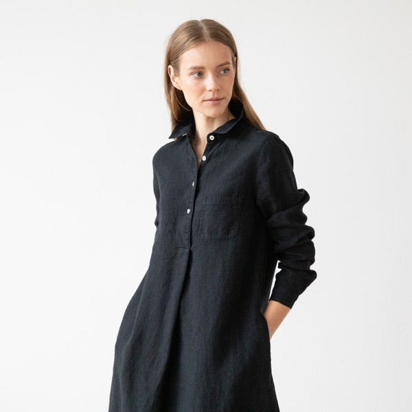 Linen Shirt Dress Etsy