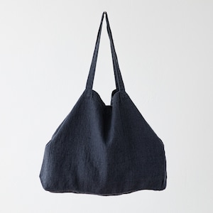 Linen Shopping Bag in Grey, Anthracite Linen Market Bag, Linen Hand Bag, Linen Tote bag, Washed Linen beach bag. READY TO SHIP. Gift for her
