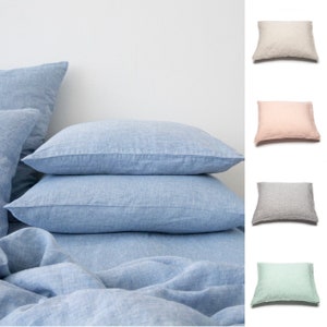 Melange Weave Pillow Case in Various colors. Standard, Euro, King and other sizes * Washed 100% European linen, Envelope Style.