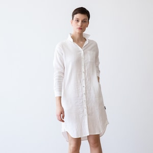 Linen Shirt Dress Various Colors. Front full-length buttoned opening. 100% European flax. Light weight linen. Soft linen summer dress.