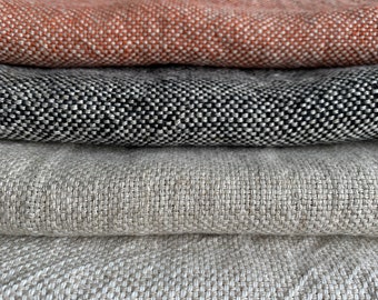 Wide Washed Linen fabric by the yard or meter. Wide basket weave fabric, width 275cm / 108". Linen fabric for curtains, cushions, throws