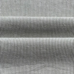 Light Weight Linen Cotton mix fabric in Green White Stripe, Pinstripe. Width 150 cm/59", weight 165gr/m2.  Fabric for Clothing