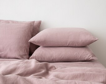 Dusty rose linen | Etsy Washed linen pillowcase Dusky pink