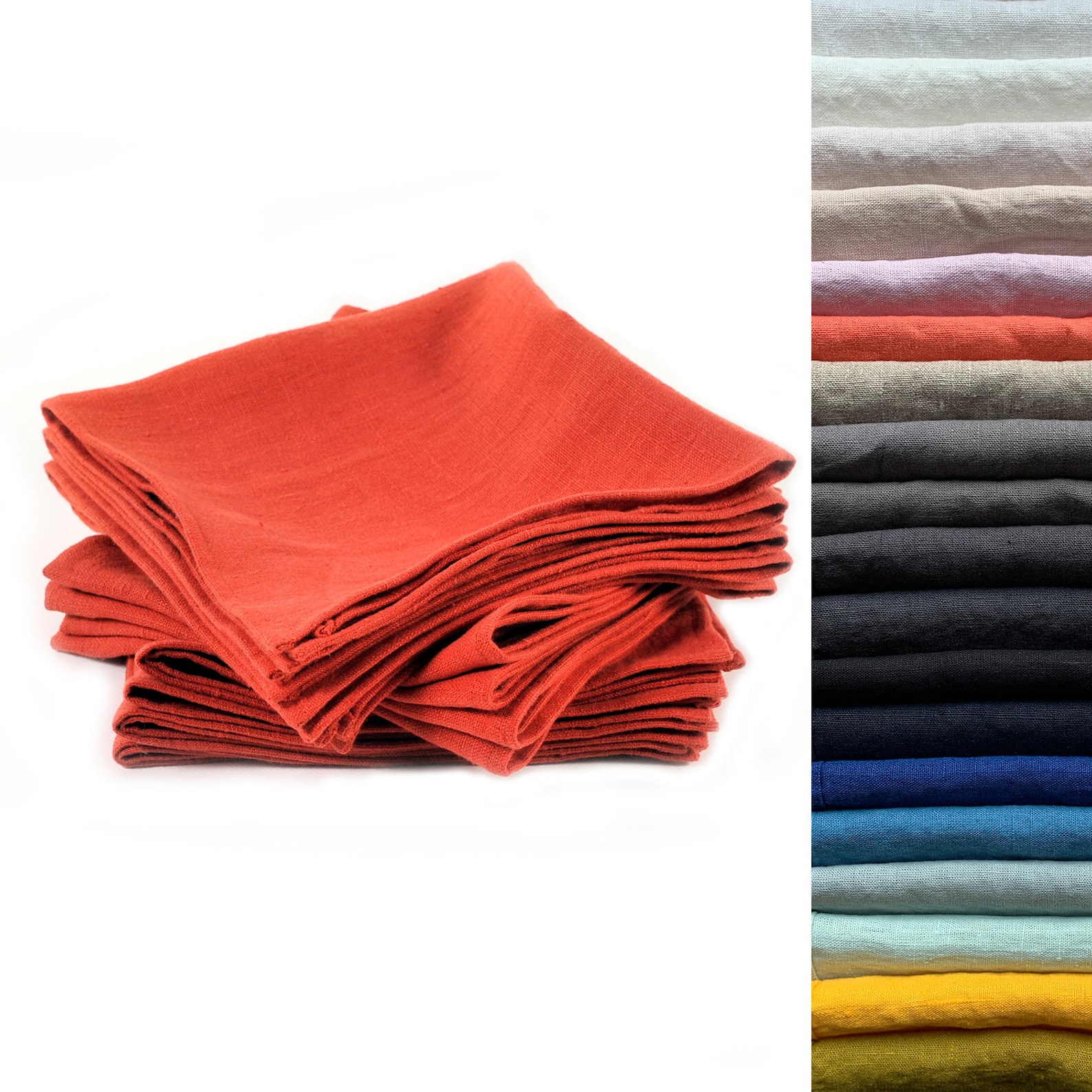 Heavy Weight Linen Napkins Various Colors. Washed Linen Napkin. Plain