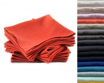 Tovaglioli in lino pesante vari colori. Tovagliolo di lino lavato. Lino a trama normale. Quantità all'ingrosso.Biancheria da tavola di nozze