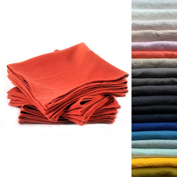 Heavy Weight Linen Napkins Various Colors. Washed Linen Napkin. Plain Weave linen. Bulk Quantity. Wedding Table Linen. Large size Napkins.