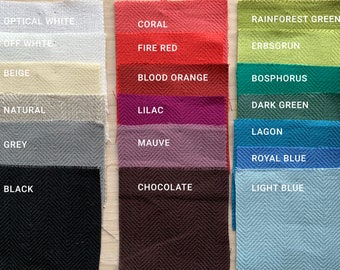 Herringbone linen fabric by the yard or meter. Width 150cm / 59", weight 190 gr/m2. Linen fabric for decor cushions, table linen, crafts.