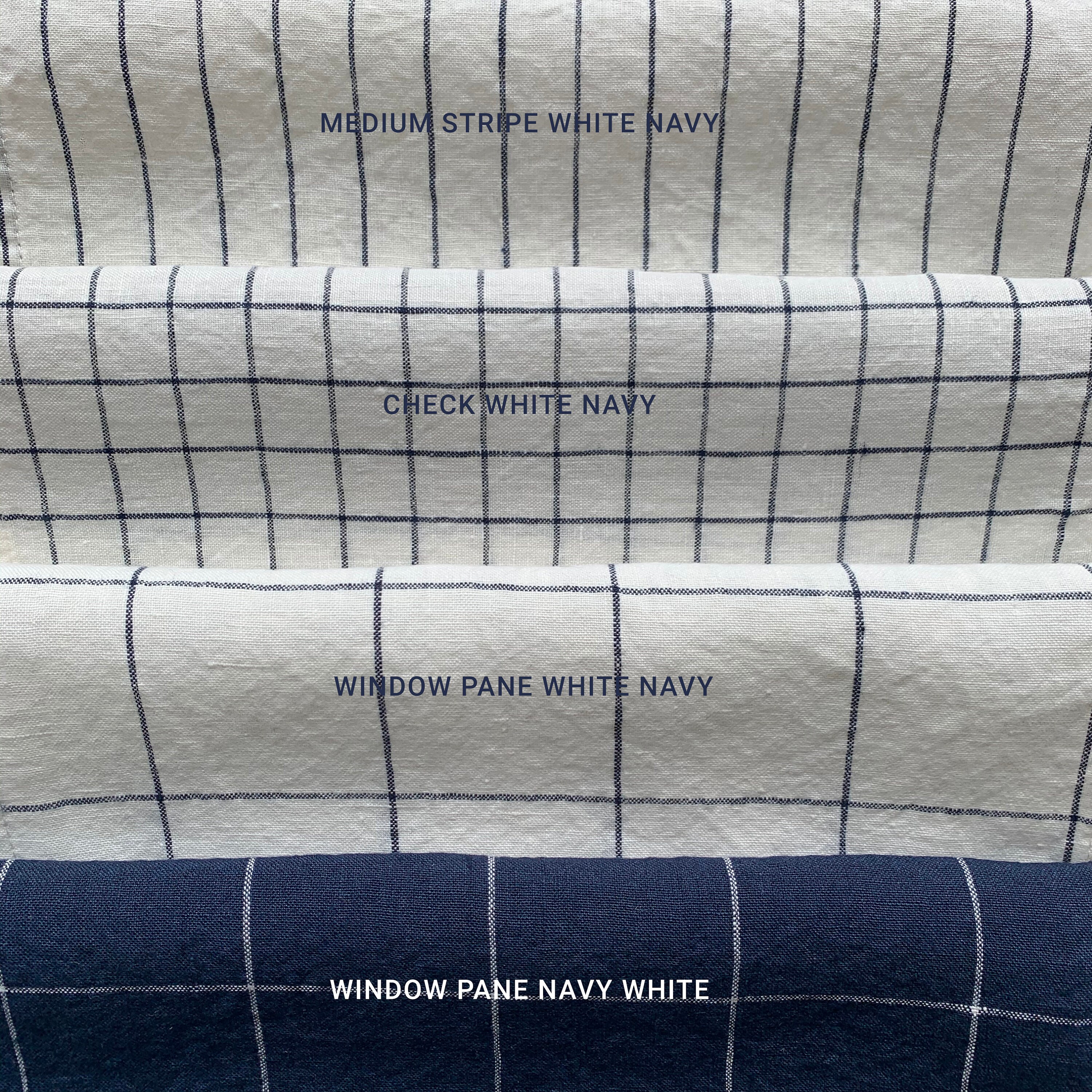 Window Washer Robe S Women's Linen Bath Robe in Window Pane Navy White. Unisex Linen Robe ...