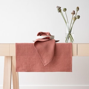 Linen Runner in 30 Colors, Washed Herringbone linen, Any Length Table Runner, Perfect for Wedding table decoration. image 5