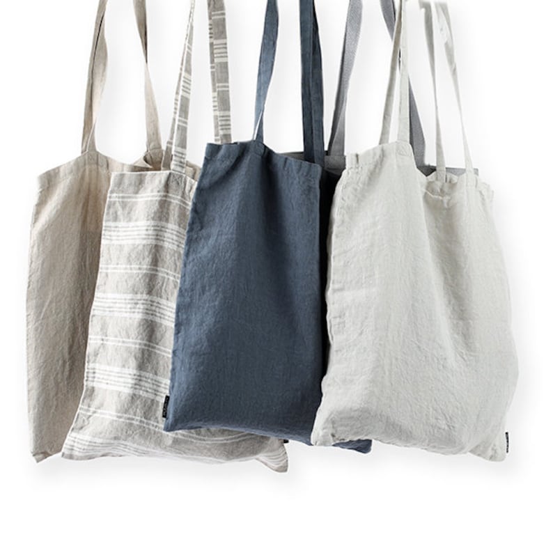 Linen Tote Bag. Linen Shopping Bag. Zero Waste Reusable Linen Etsy