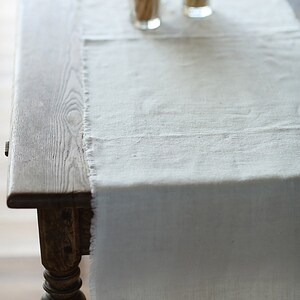 Linen Runner in Off White Rustic, Hand Made with fringes, Washed linen, Any Length, Perfect for Thanksgiving or Christmas table decoration image 6