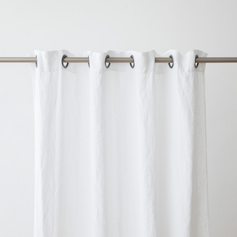 Heavy Linen Curtain Panel With Grommets in White Washed Etsy