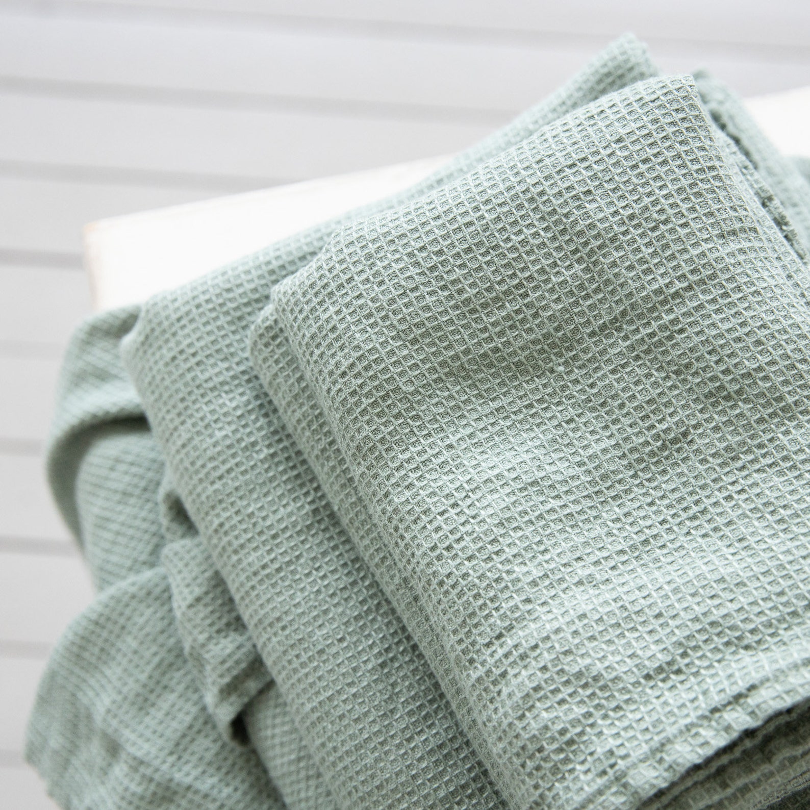 Linen Waffle Towels in Spa Green: Towel Set Bath Towel Hand - Etsy