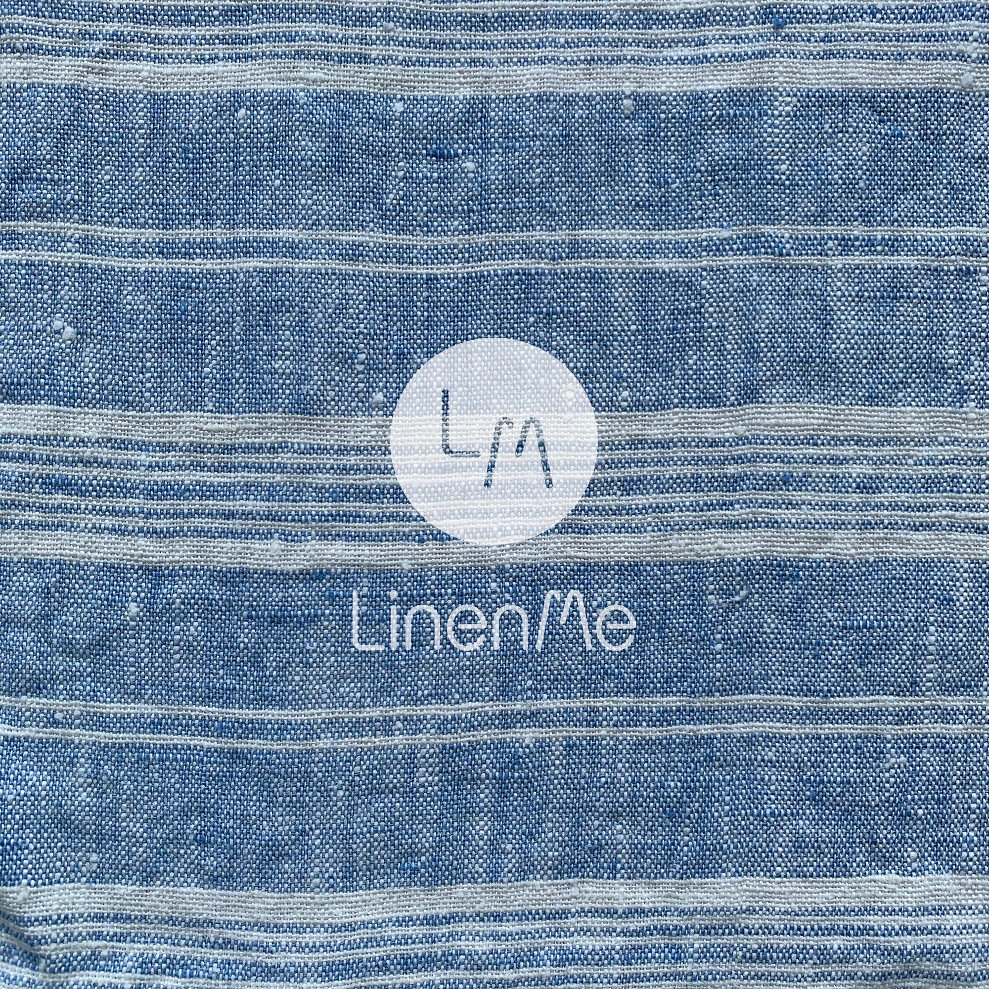 Heavy Weight Striped Linen fabric by the yard or meter in Blue 【2022年製 新品】 ブラックシャンブレージャケット サイズ56 ベルギー その他
