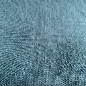 Plain Heavy Weight Linen fabric by the yard or meter in Marine Blue, Spa Green, Balsam Green . Linen fabric for bags, linen clothing image 5