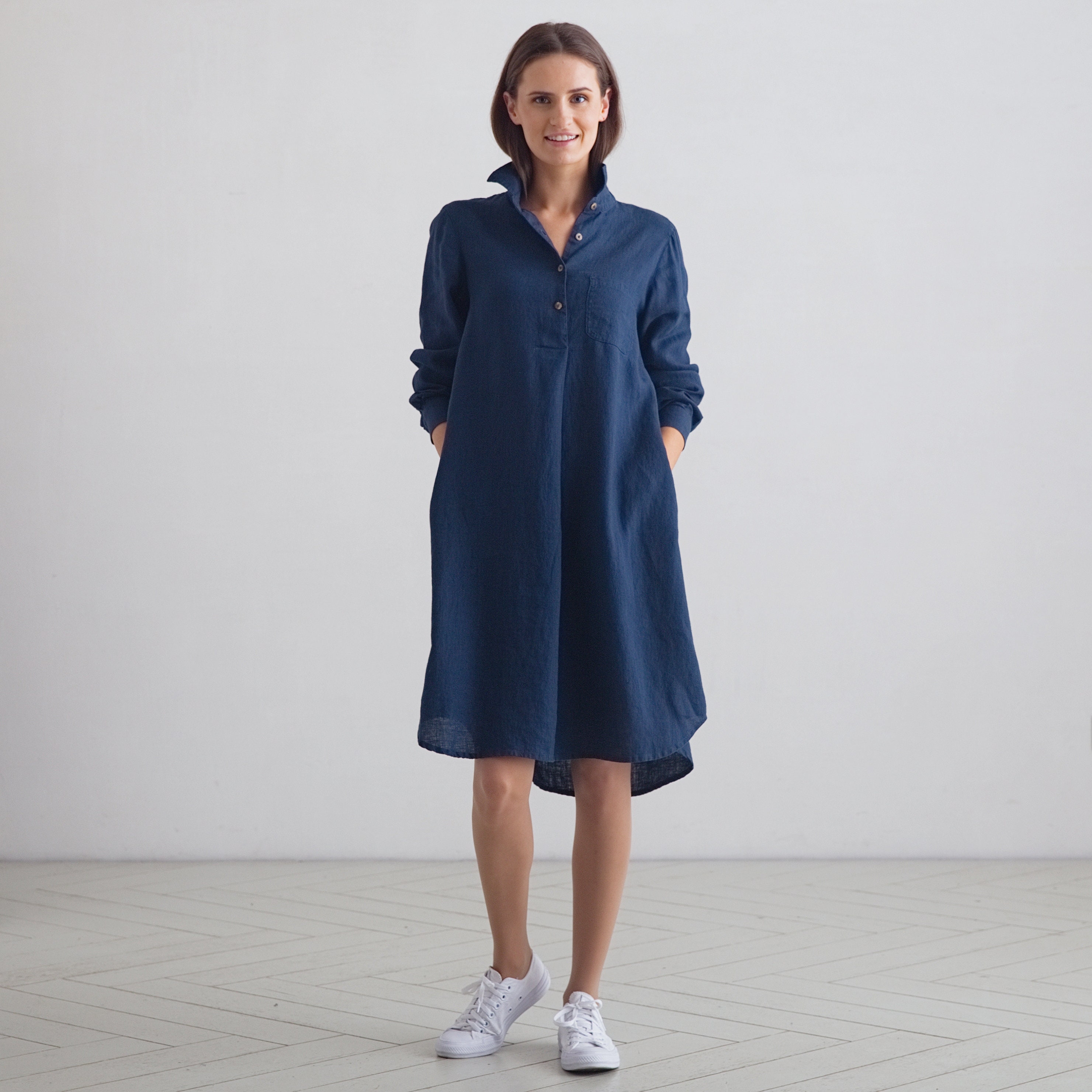 Indigo Linen Dress - Gem