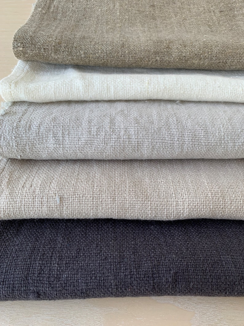 Washed heavy linen fabric by the yard or meter. Any length linen fabric. Linen fabric for bags, aprons, table linen, & decorative pillows image 3