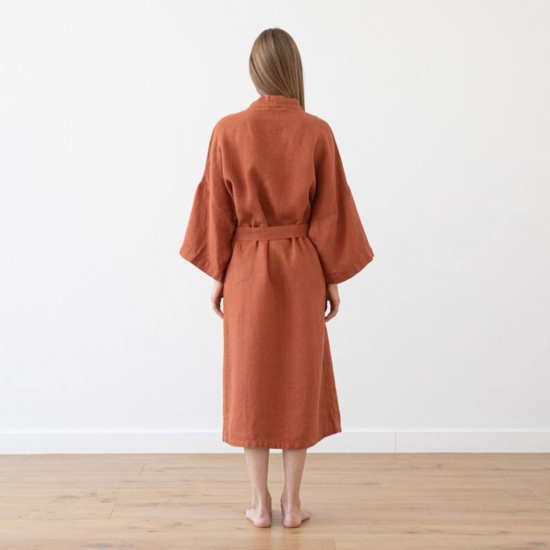 Waffle Linen Bath Robe for Woman in Rust. Brick Waffle Spa - Etsy