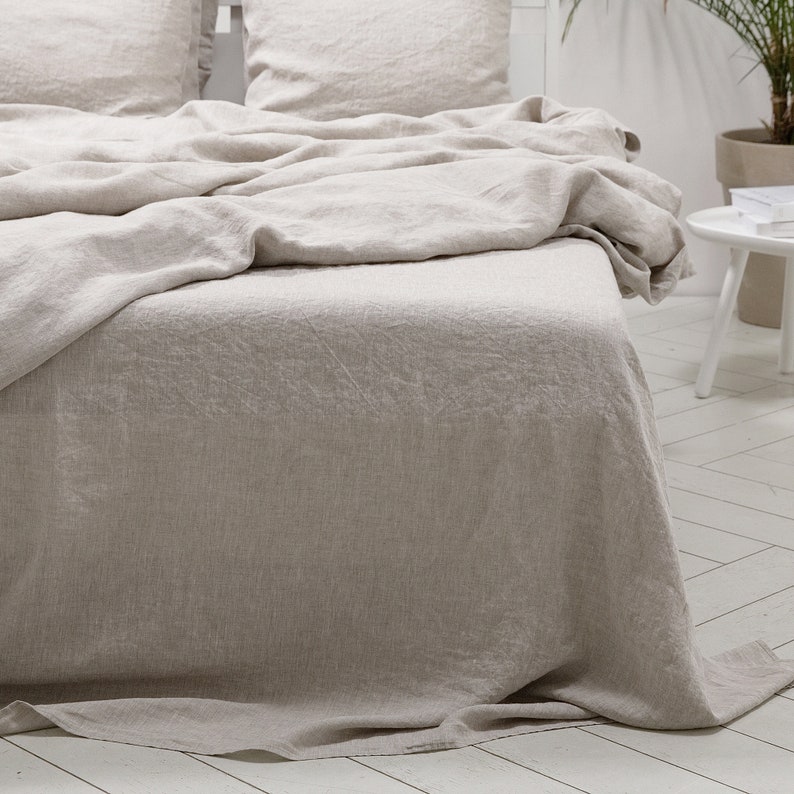 Washed Linen Sheet Set in Natural Fitted Sheet Flat Sheet Etsy