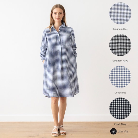 Linen Shirt Dress With Pockets in ...