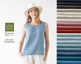 Washed Linen Tank Top Various colors.  Washed Summer Sleeveless Blouse. Linen Clothing for woman. Loose-fitting Blouse. Any size blouse