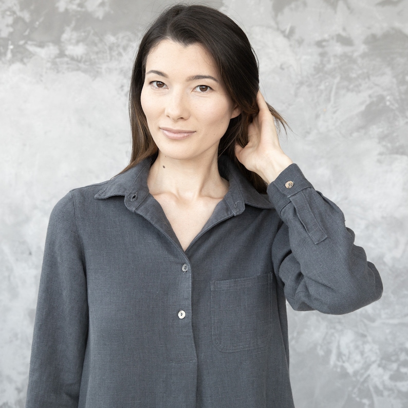 Heavy Linen Dress in Charcoal Grey. Linen Clothing for Women Etsy UK