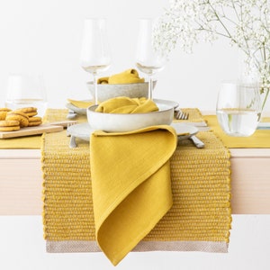 Hand Woven Linen Placemat Various Colors, Sustainable product, Made from Scraps of fabric with older than 100 years looms. European Flax image 2
