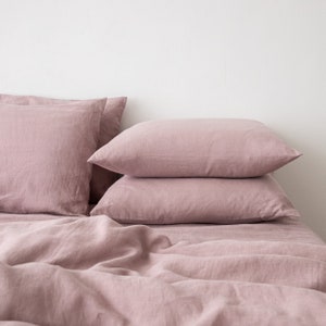 Washed Linen Pillow Case in Dusty Rose. Linen Standard, Queen, King, Custom sizes Shams . Stone washed, Envelope style, 100% European linen