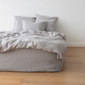 Washed Linen Duvet Cover Natural Queen, King and other sizes Pure European linen Button Closure Available in various colors. image 6