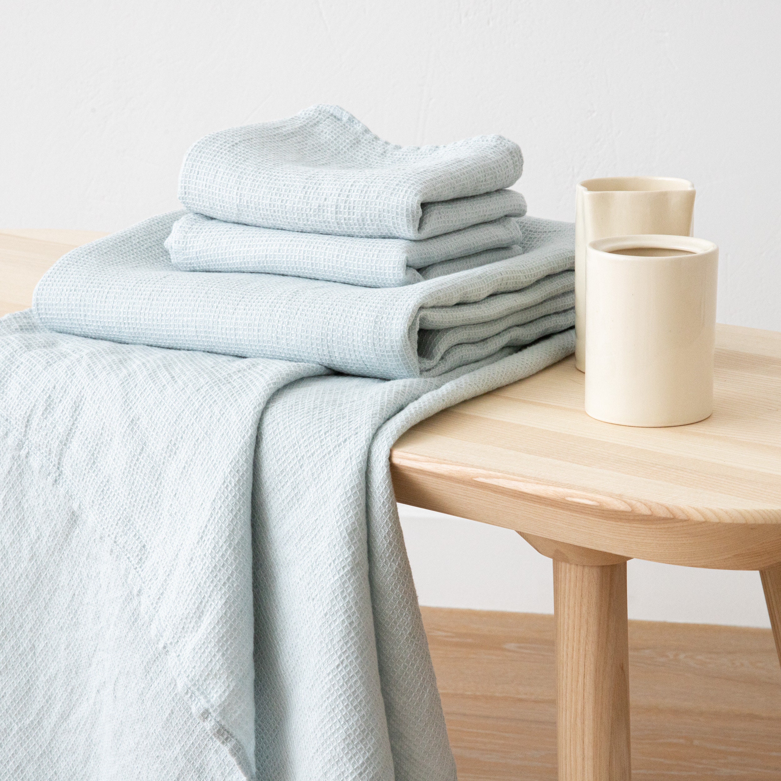 Linen Waffle Bath Towel Set Natural - LinenMe