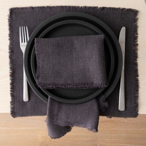 Rustic Linen Table Runner in Grey, Hand Made with fringes, Heavy Washed linen, Any Length, Christmas Table Linen image 5