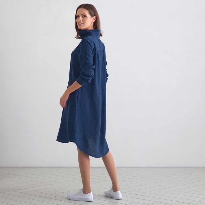 Linen Shirt Dress in Indigo Blue. Linen clothing for women in | Etsy