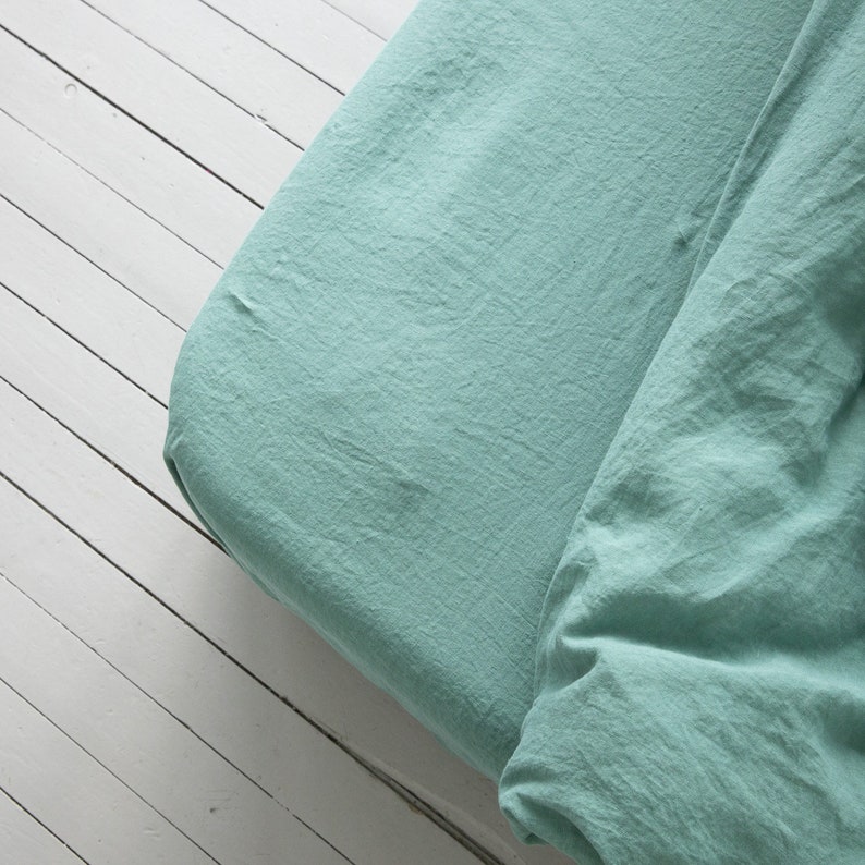Moss Green Linen Fitted Sheet King Queen Custom size bed Etsy