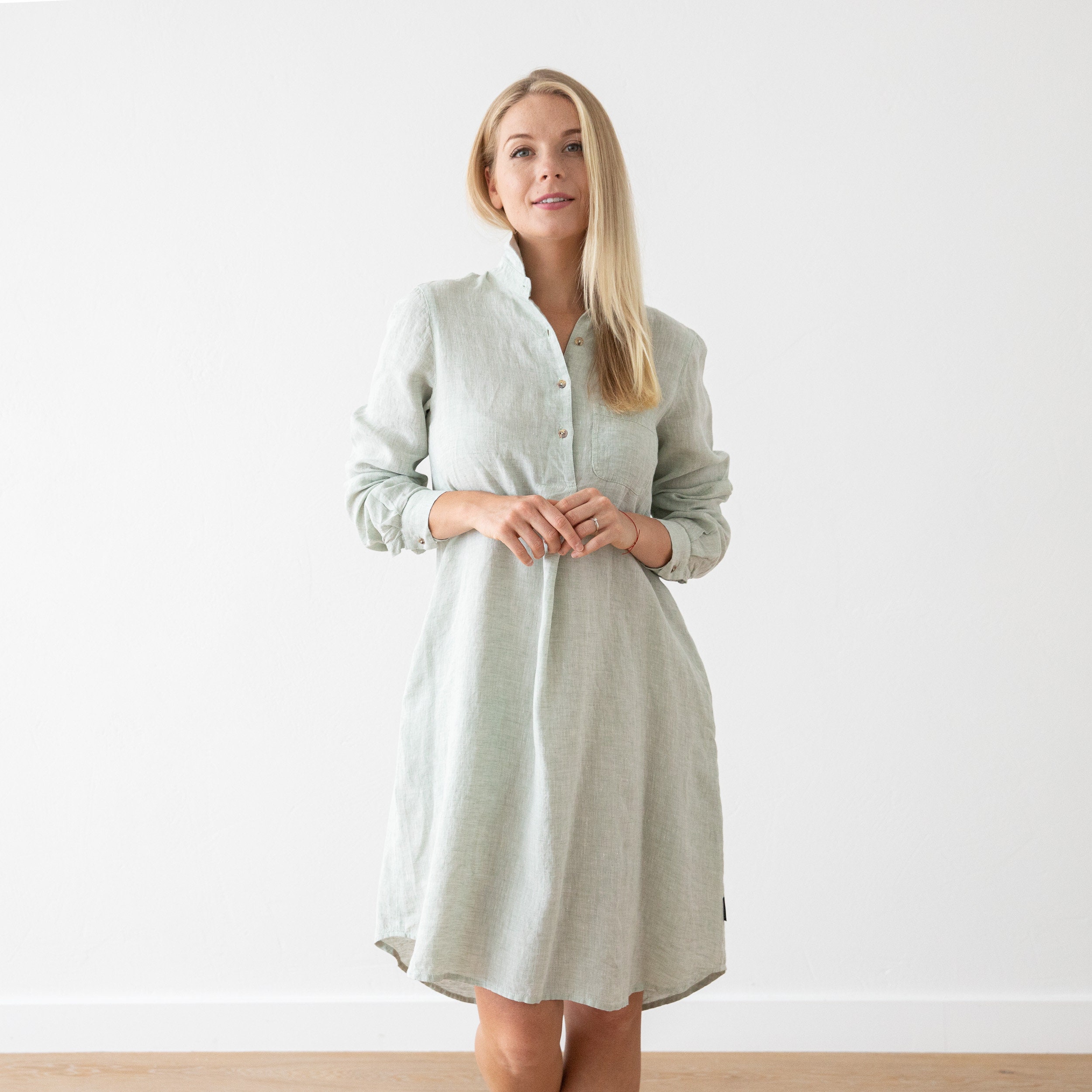 Linen Shirt Dress in Melange. Linen clothing for women in | Etsy