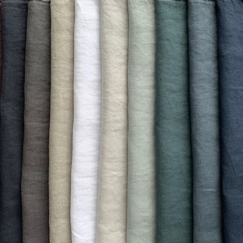 Tela de lino de tapicería pesada por yarda o metro, lavada. Tejido de lino para almohadas decorativas, cortinas, fundas sueltas. imagen 1