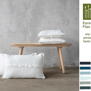Washed Rustic Linen Pillow Case, Sham, Cushion cover in Various Colors with Hand Made Fringes, Any Size