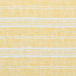 Heavy Weight Striped Linen fabric by the meter in Yellow White. 260 gr/m2, 140cm width. Linen fabric for decor pillows,upholstery,curtain Multristripe