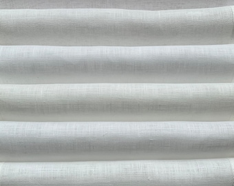 Tissu en lin blanc léger au mètre ou au mètre. Largeur 150cm. Tissu en lin de toute longueur. 85 gr / m2, 125 gr / m2, 150 gr / m2