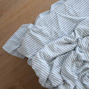 Ticking Striped Linen Flat Sheet in various colors. Queen, Twin, King washed linen bedding. Striped top linen sheet for farmhouse. image 3