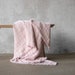 Waffle Linen Throw Blanket in Rosa, Pink With Hand Made Fringes. Twin, Queen, King linen blanket. Any Size Blanket. 