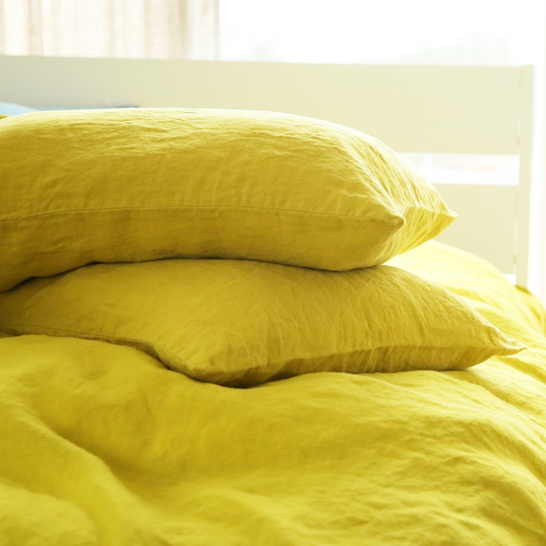 Linen Duvet Cover in Citrine Yellow. Washed Softened Linen Etsy
