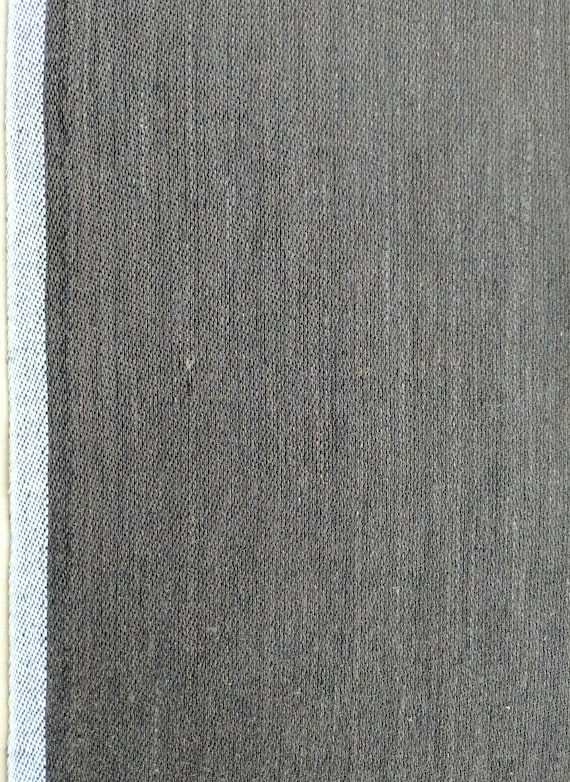 Satin Weave Linen Fabric by the Yard or Meter in Grey Black