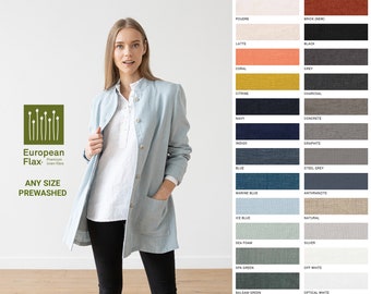 Linen Jacket Paolo in 24 colours. Washed and super soft heavy weight  linen jacket with pockets and buttons. European flax certified linen