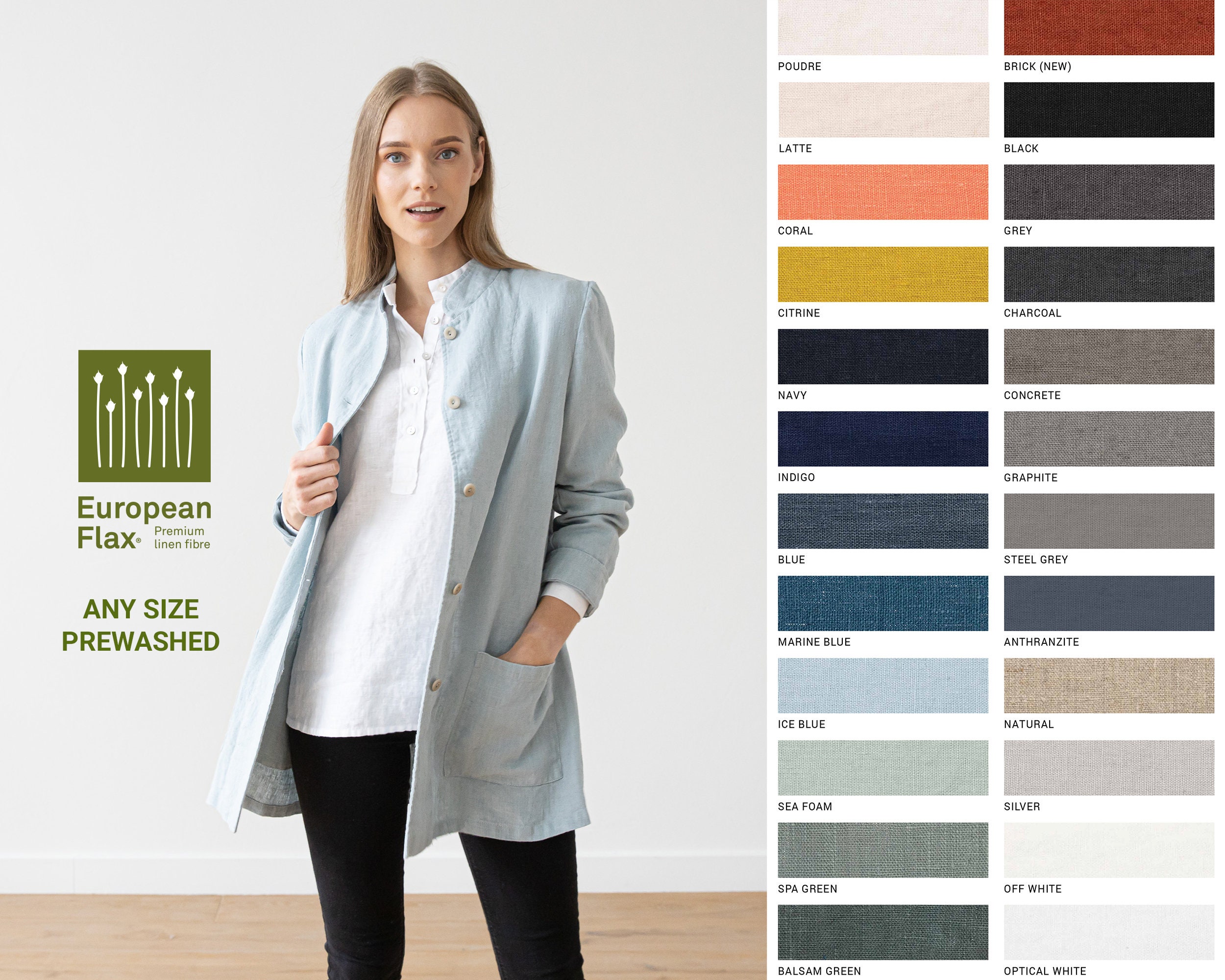 Linen Jacket Paolo in 24 Colours. Washed and Super Soft Linen Jacket Paolo in 24 Colours. Washed and Super Soft