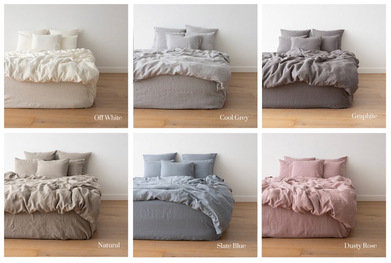 Washed Linen Duvet Cover Various Colours Queen, King and other USA sizes Pure European linen. image 1