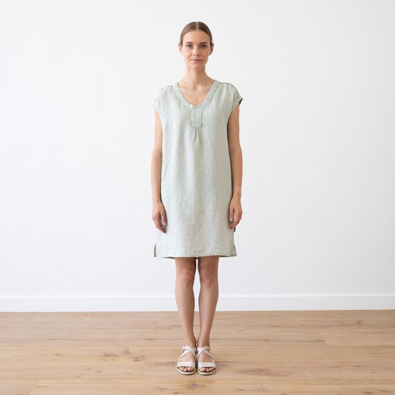Linen Dress Melange Various Colours. Washed Linen Clothing  