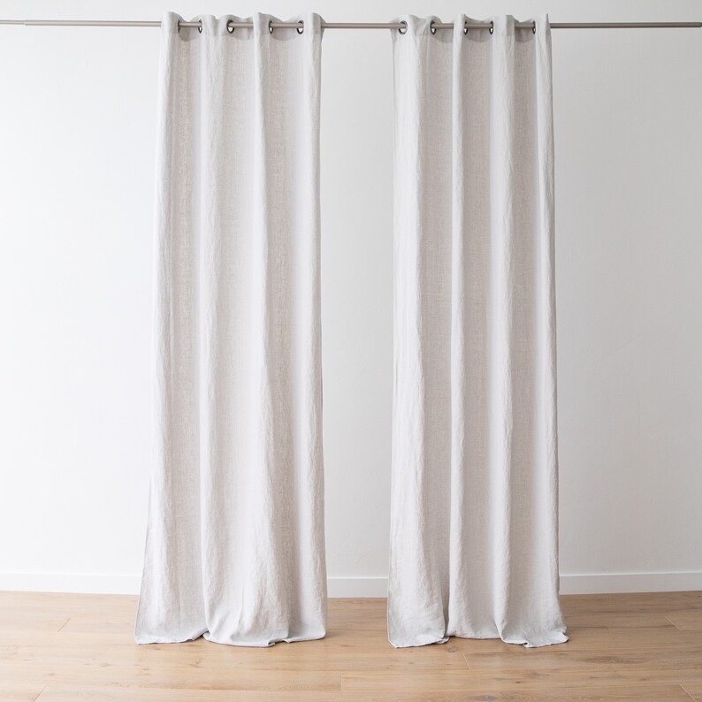 Heavy Linen Curtain Panel with Grommets in Silver Washed Etsy