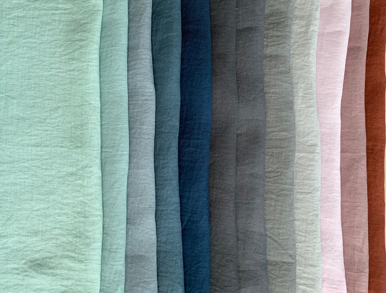 Stone Washed Linen fabric by the yard or meter. Width 180cm / Etsy