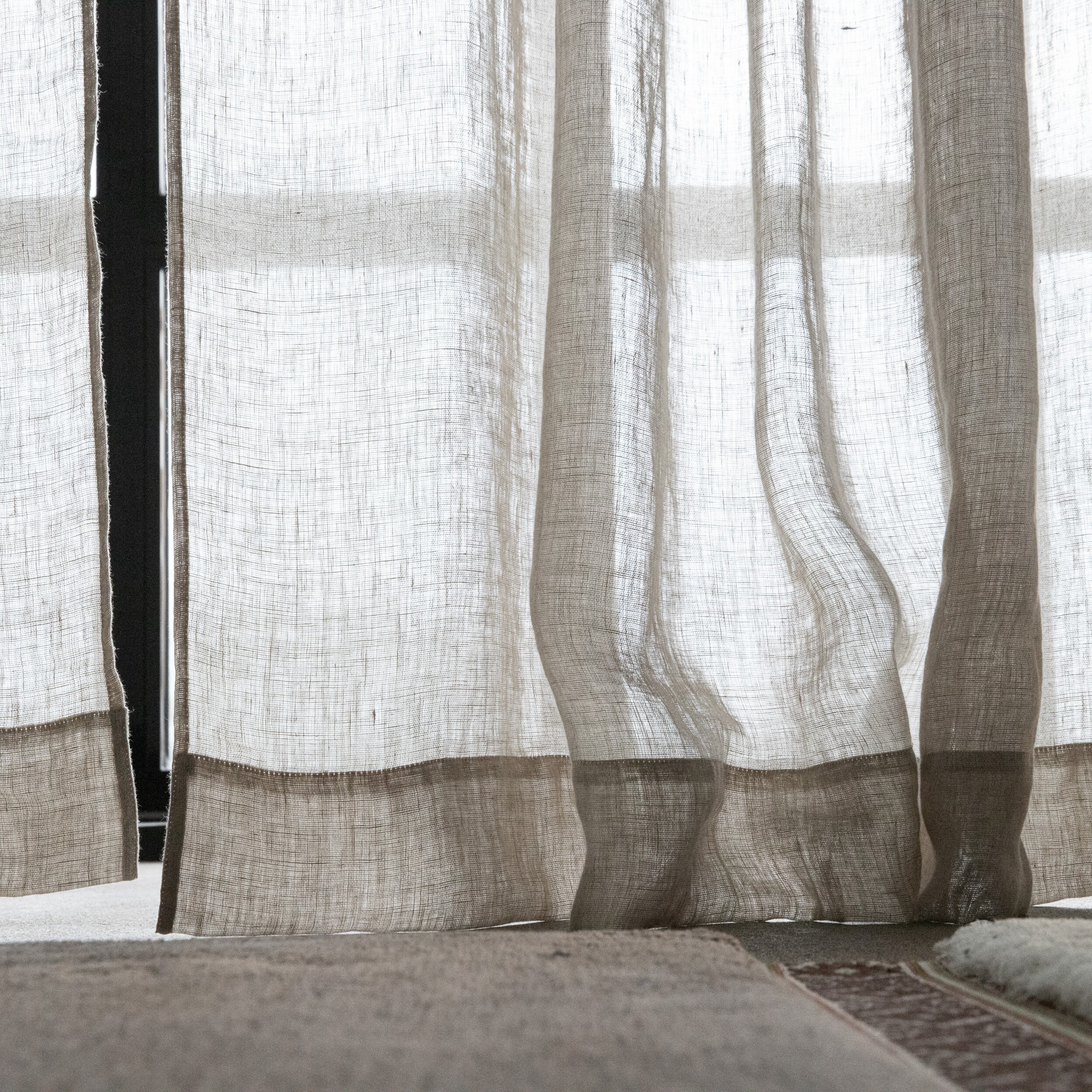 Rod Pocket Sheer Linen Curtain Panel Various Colours. Washed Etsy